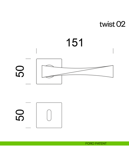 Maniglia per porta Twist 02 dnd Handles foro patent