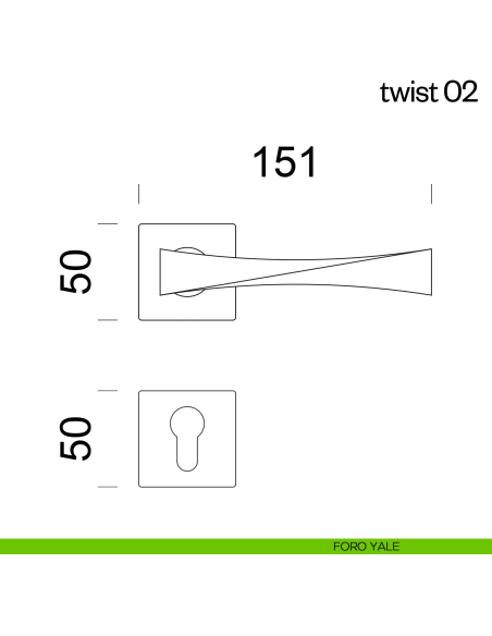 Maniglia per porta Twist 02 dnd Handles foro yale