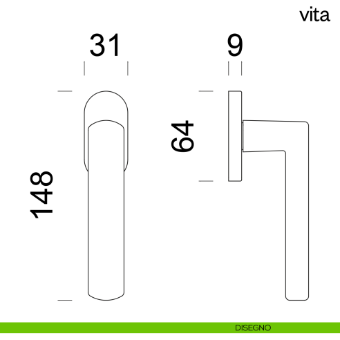 Maniglia per finestra martellina DK Vita dnd disegno