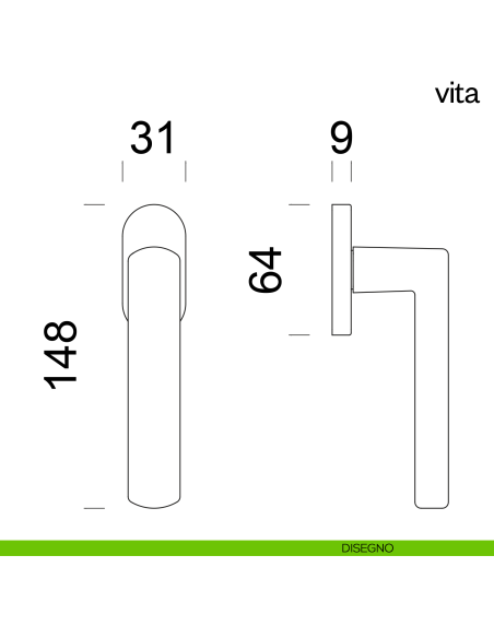 Maniglia per finestra martellina DK Vita dnd disegno