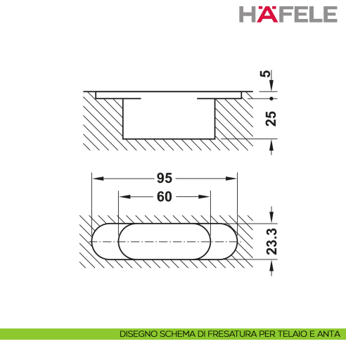 Cerniera invisibile per porta Hafele Startec H2 cromo opaco