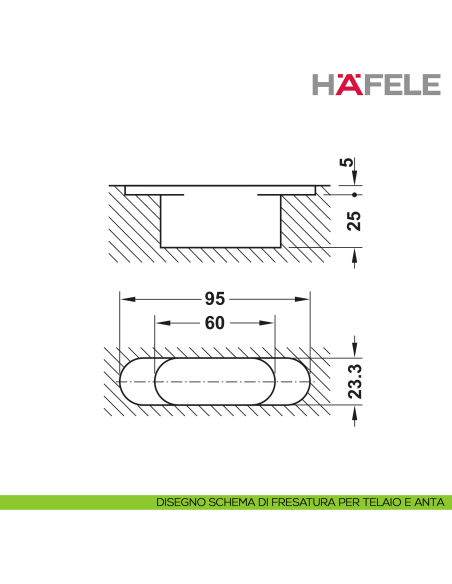 Cerniera invisibile per porta Hafele Startec H2 cromo opaco