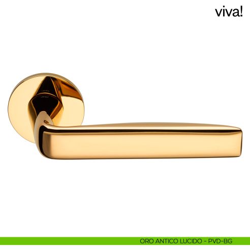 Maniglia per porta Viva! dnd handles con rosetta fine oro antico lucido