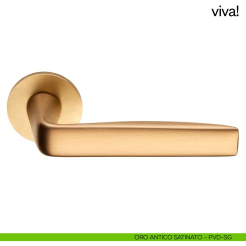 Maniglia per porta Viva! dnd handles con rosetta fine oro antico satinato