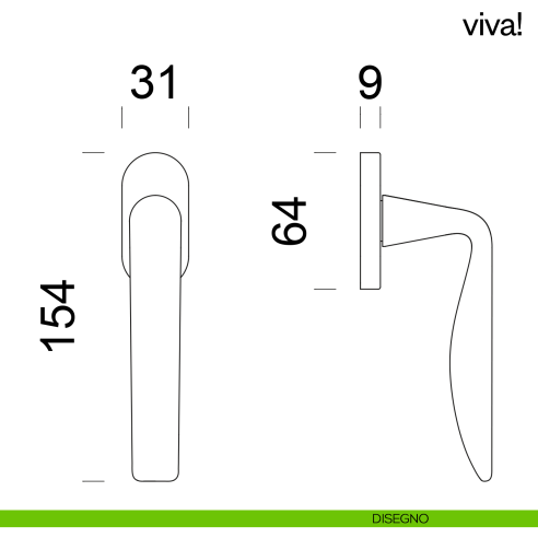 Maniglia per finestra martellina DK Viva! dnd disegno