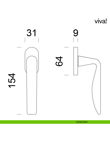 Maniglia per finestra martellina DK Viva! dnd disegno