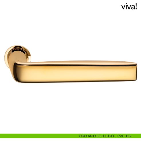 Maniglia per porta Viva! dnd handles con rosetta minimale Unico oro antico lucido