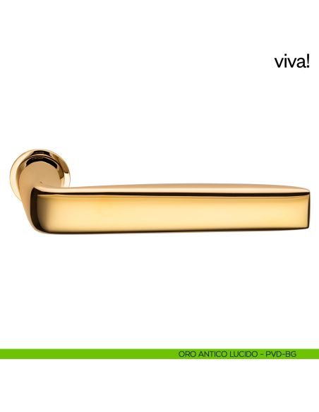 Maniglia per porta Viva! dnd handles con rosetta minimale Unico oro antico lucido