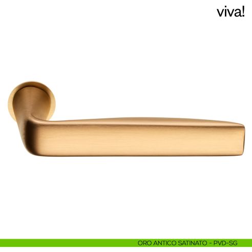 Maniglia per porta Viva! dnd handles con rosetta minimale Unico oro antico satinato