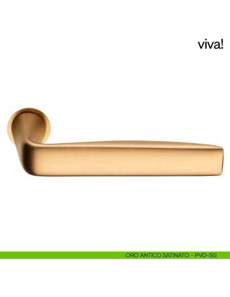 Maniglia per porta Viva! dnd handles con rosetta minimale Unico oro antico satinato