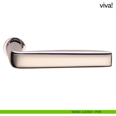 Maniglia per porta Viva! dnd handles con rosetta minimale Unico nickel lucido
