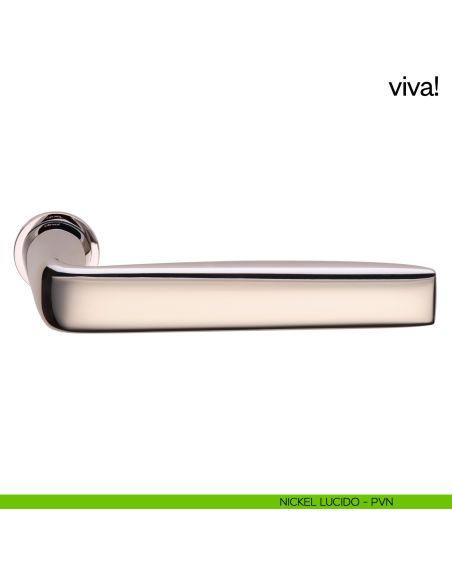 Maniglia per porta Viva! dnd handles con rosetta minimale Unico nickel lucido