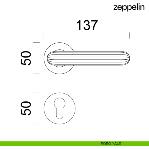 Maniglia per porta Zeppelin dnd Handles foro yale