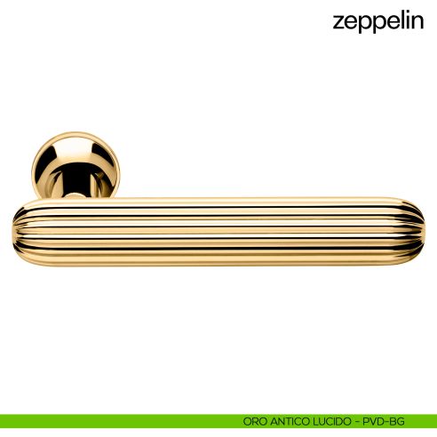 Maniglia per porta Zeppelin dnd handles con rosetta minimale Unico oro antico lucido