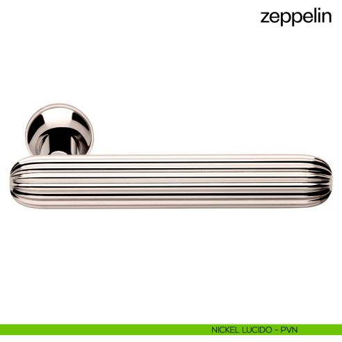 Maniglia per porta Zeppelin dnd handles con rosetta minimale Unico nickel lucido