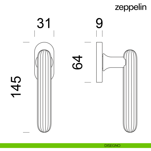 Maniglia per finestra martellina DK Zeppelin dnd disegno