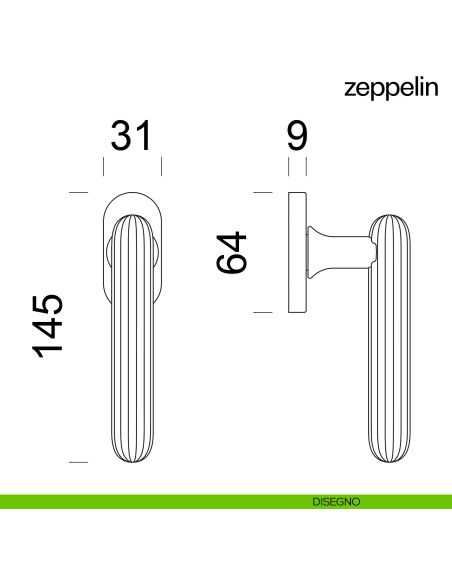 Maniglia per finestra martellina DK Zeppelin dnd disegno