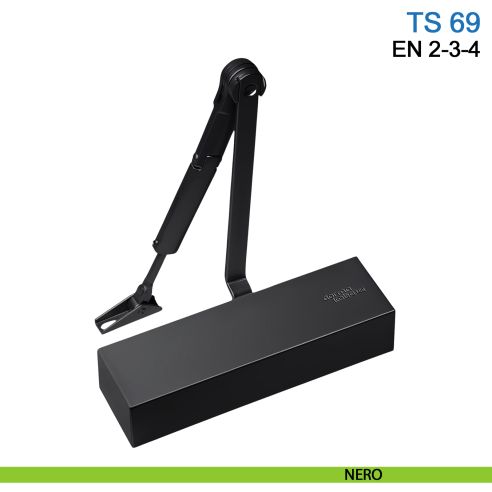 Chiudiporta aereo Dormakaba TS 69 forza EN 2-3-4 braccio con fermo - nero