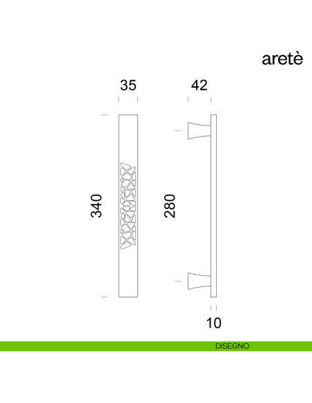 Maniglione per porta Aretè dnd Handles accoppiato disegno