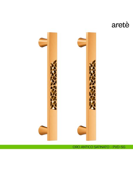 Maniglione per porta Aretè dnd Handles accoppiato oro antico satinato