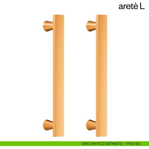 Maniglione per porta Aretè L dnd Handles accoppiato oro antico satinato
