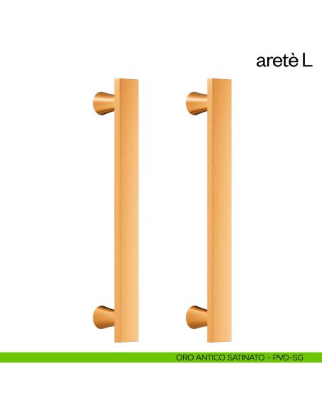 Maniglione per porta Aretè L dnd Handles accoppiato oro antico satinato