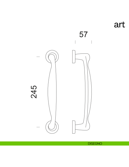 Maniglione per porta Art dnd Handles singolo disegno