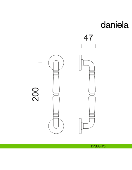 Maniglione per porta Daniela dnd Handles singolo disegno