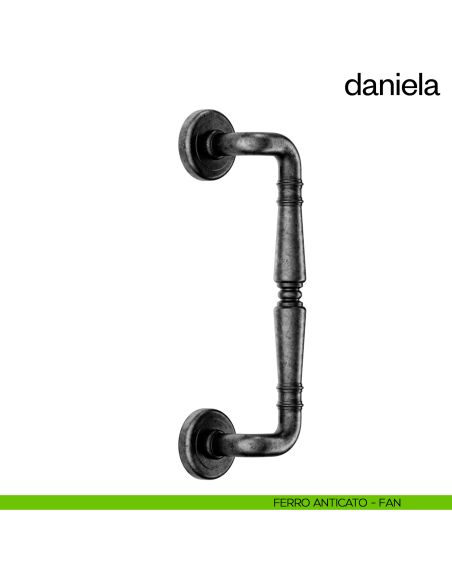 Maniglione per porta Daniela dnd Handles zancato singolo ferro anticato