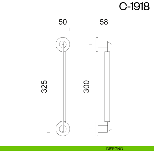 Maniglione per porta C-1918 dnd Handles singolo disegno