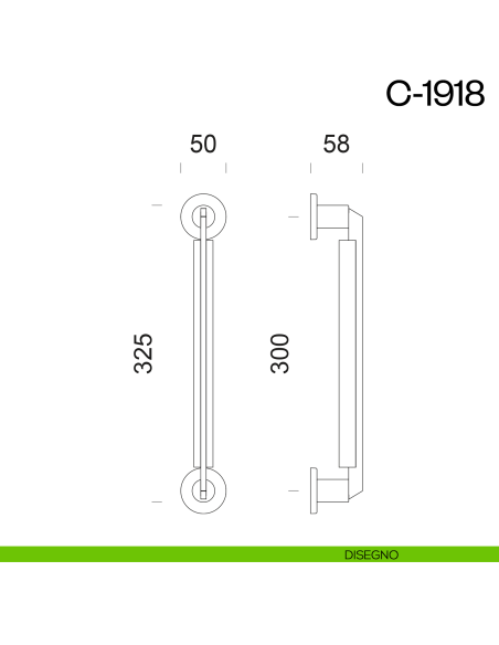 Maniglione per porta C-1918 dnd Handles accoppiato disegno