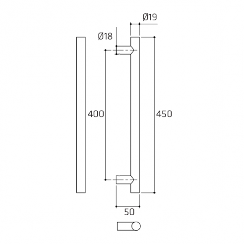 Maniglione per porta Tamigi Comit singolo disegno