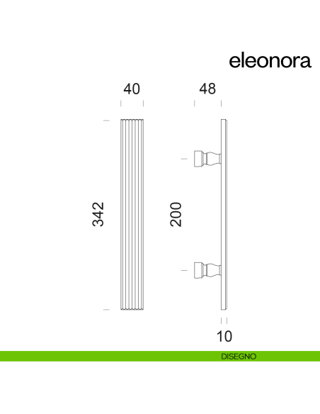Maniglione per porta Eleonora dnd handles accoppiato disegno