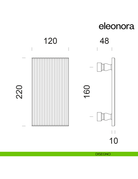 Maniglione per porta dnd handles Eleonora singolo disegno