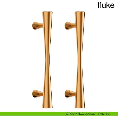 Maniglione per porta Fluke dnd Handles accoppiato oro antico lucido