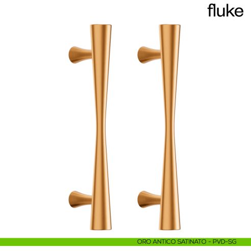Maniglione per porta Fluke dnd Handles accoppiato oro antico satinato