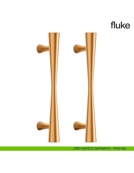 Maniglione per porta Fluke dnd Handles accoppiato oro antico satinato