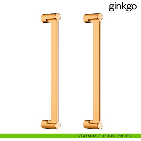 Maniglione per porta Ginkgo dnd Handles accoppiato oro antico lucido