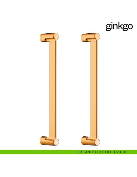 Maniglione per porta Ginkgo dnd Handles accoppiato oro antico lucido