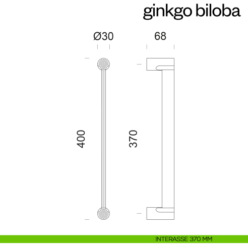 Maniglione per porta Ginkgo Biloba dnd Handles singolo disegno 400 mm