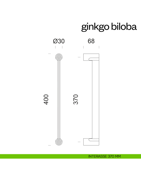 Maniglione per porta Ginkgo Biloba dnd Handles singolo disegno 400 mm