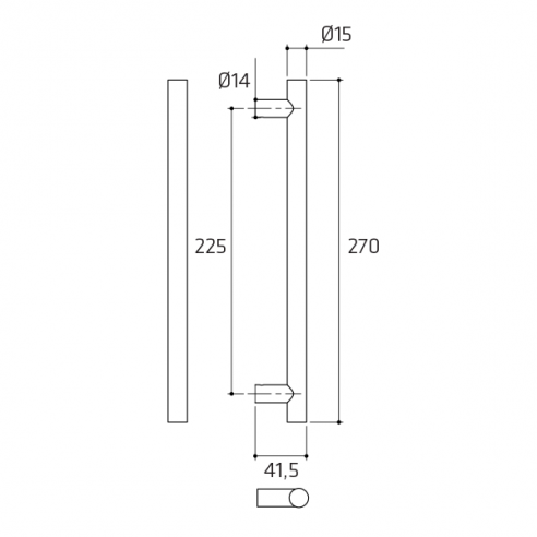 Maniglione per porta Linear Comit singolo disegno
