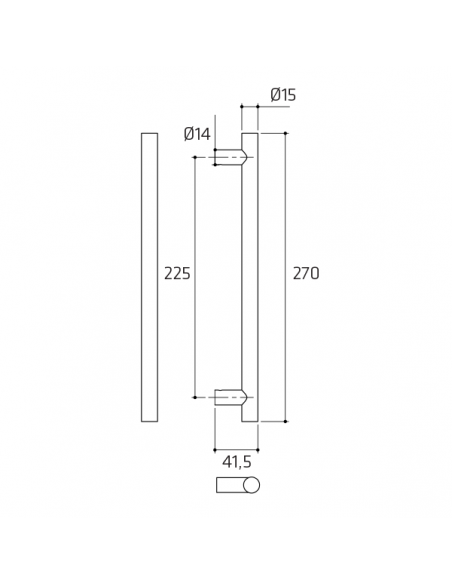 Maniglione per porta Linear Comit singolo disegno