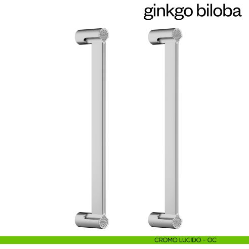 Maniglione per porta Ginkgo Biloba dnd Handles accoppiato cromo lucido