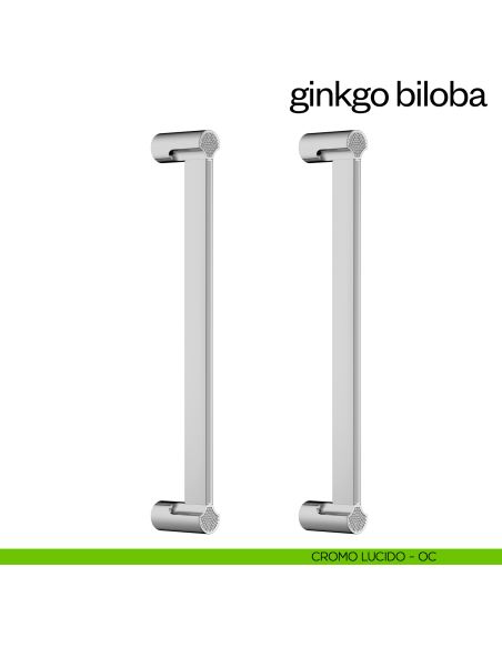 Maniglione per porta Ginkgo Biloba dnd Handles accoppiato cromo lucido
