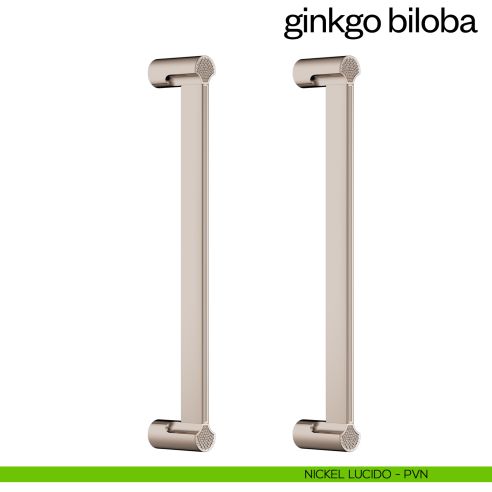 Maniglione per porta Ginkgo Biloba dnd Handles accoppiato nickel lucido