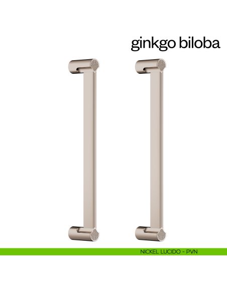 Maniglione per porta Ginkgo Biloba dnd Handles accoppiato nickel lucido