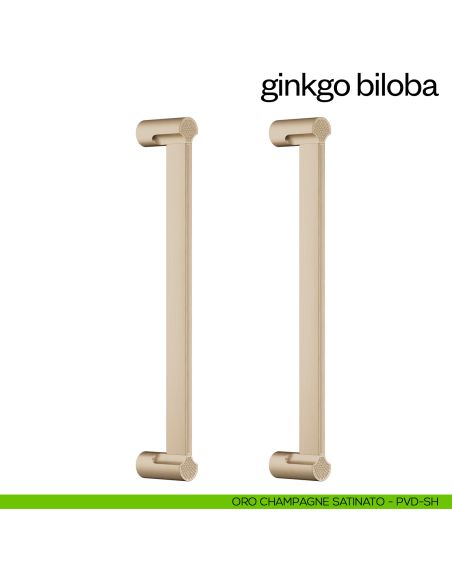 Maniglione per porta Ginkgo Biloba dnd Handles accoppiato oro champagne satinato