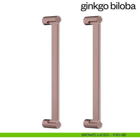 Maniglione per porta Ginkgo Biloba dnd Handles accoppiato bronzo lucido