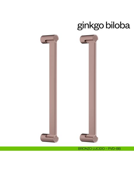Maniglione per porta Ginkgo Biloba dnd Handles accoppiato bronzo lucido